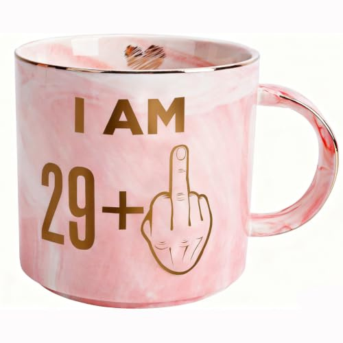 ALINK 30th Birthday Gifts Ideas for Women - Funny Turning 30 Year Old Gift for Wife, Mom, Daughter, Sister, Aunt, Best Friends, BFF, Coworkers - Fabulous Pink Marble Mug, Ceramic 11oz Coffee Cup