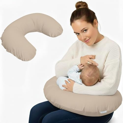 Emi&Sam Stillkissen Klein 60x50cm – Lagerungskissen für Schwangerschaft & Baby – Stützkissen Stillhilfe – Bequem, Waschbar –NUR BEZUG (Beige (Ersatzbezug))