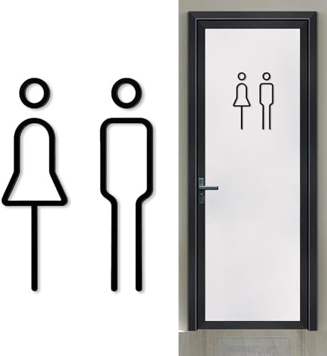 Kinesgsg 1 Paio Porta Targhetta Cartello Toilette, Adesivo, WC Segno Targa Toilette, Acrilico, Cartello Adesivo Bagno Unisex, per Bagni Pubblici Uffici Negozi Ristoranti, Decorazione Domestica