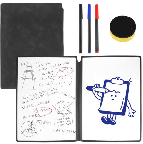 A4 Mini Whiteboard Notizbuch,31×22cmKleines Whiteboards,für Büro,Bibliothek | Whiteboard Schreibtisch,Tragbar Abwischbares White Board,mit 3 Farbstiften,für Klassenzimmer,Kratzfest&Abriebfest (Grau)