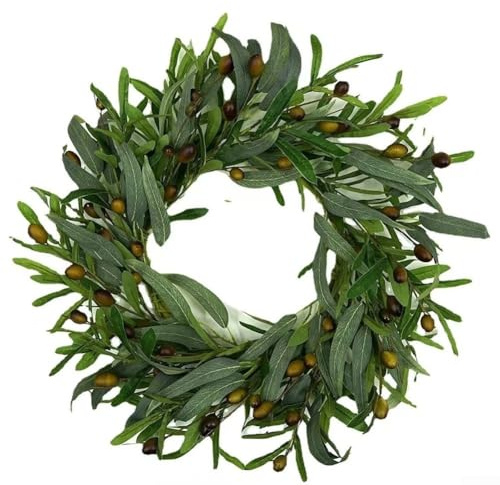 ZMdooreasy Weihnachtskranz mit Eukalyptus und Rattanbesatz, 45 cm, festliche hängende Girlande für Haustür, Wand oder Kaminsims, PE-Feiertagsdekoration für den Innen- und Außenbereich (A)