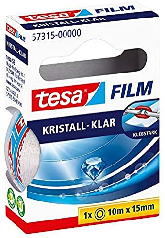 tesafilm kristall-klar - Hochtransparentes, alterungsbeständiges Klebeband mit starker Haftung - 10 m x 15 mm