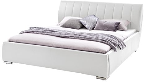 sette notti Polsterbett Bett 200x200 Weiß mit Bettkasten, Kunstleder-Bett mit Liegefläche 200x200 cm, Bern Art Nr. 664-99-60000