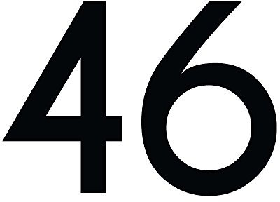 Zahlenaufkleber Nummer 46 in schwarz, 10 cm, Aufkleber in vielen Farben + Höhen, wetterfest