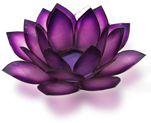 Om Gallery Capiz Shell Lotus Flower Decor Tealight Candle Holder for Serene Ambiance - Handmade Decorative Candle Holders for Meditation, Yoga, and Relaxation, Passion
