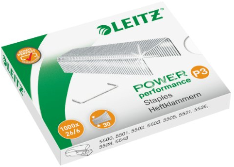 Original Leitz Heftklammern im Sparpaket Für Heftgerät 5500, 5501, 5502, 5504, 5505, 5508, 5522, 5524, 5526, 5533, 5560 und Heftzange 5548. (1.000, 26/6 (Art. 5572))