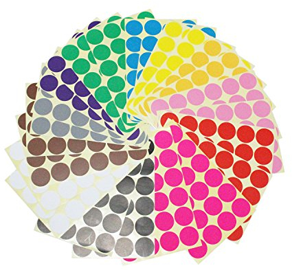 32 millimeter klein rund Dot selbstklebend Gel Kennzeichnung Farbe Etiketten, 12 verschiedene