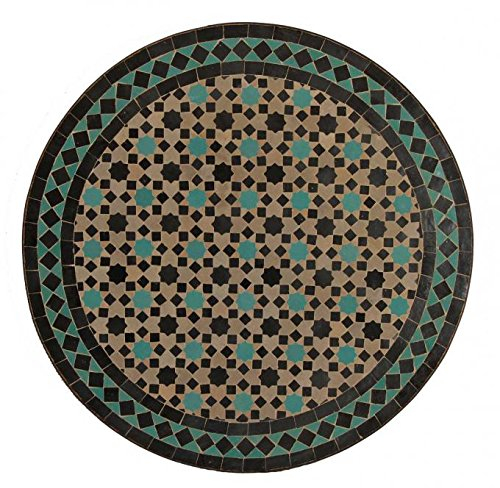 Casa Moro Terrassentisch Ø 60 cm – Mosaiktisch Gartentisch Balkontisch Fliesentisch | Tisch Esstisch aus Marrakesch Marokko Türkis