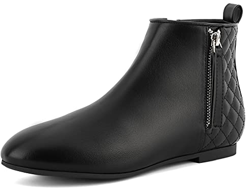 MaxMuxun Stiefeletten Damen flache stiefeletten Klassische Winterschuhe Damen,Chelsea Boots Schwarz Pu EU 39