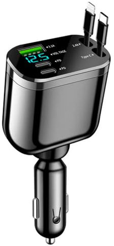 NODELINK Cargador de Coche Adaptador Universal con Protección contra Sobrecorriente Carga Rápida Universal para Móviles y Dispositivos usbc Android iPhone (Plus)