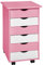 tectake® Rollcontainer mit Schubladen, Schubladenschrank 6x Schublade, mit Rollen, Büro Organizer, Schreibtisch Schrank, Rollwagen Unterschrank, Aufbewahrungsschrank Office, als Nachttisch - rosa