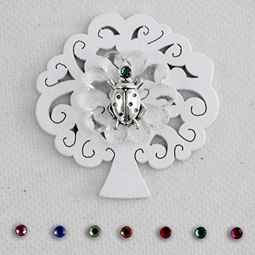 DLM-27130 (Kit 12 Pezzi) Calamita Albero della Vita e Blasone in Cristallo Coccinella Portafortuna Confettata Segnaposto bomboniera