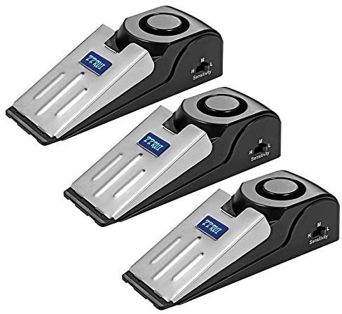 ZZRUI Upgraded 2 in 1 Portable Door Stopper Floor Wedge Security Alarm Loud 120db Entrance Alert Door Stop Alarm for Travel Home Apartment House (3 Packs)