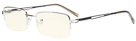 Eyekepper Blaulicht Filter Brille - UV Schutz Computer Lesehilfe Damen Herren Halbrand - Silber