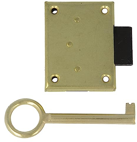 Amig - Serrure à Encastrer pour Meuble | Entrée de 30 mm | Livrée avec une Clé à Gorges | Système de Fermeture pour Tables, Armoires et Petits Meubles | Laiton Doré Mat