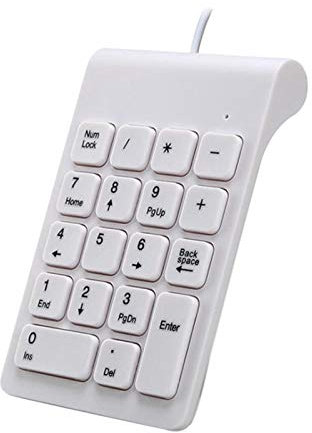 Fanuse USB Filaire Pavé NuméRique Pavé NuméRique 18 Touches Clavier NuméRique pour Comptabilité Teller Ordinateur Portable Android Notebook Tablets PC (Blanc)