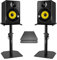 VONYX SMN40B 4 Active Studio Monitor Speaker Pair in Black with Adjustable Desktop Stands and Acoustic Foam Isolation Pads – Ideal for DJ, Home Studio & Multimedia Audio Applications
