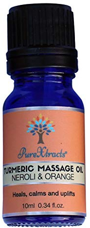 PureXtracts - Turmeric Massage Oil with Neroli & Orange - 100% Natural Turmeric Oil - Pain Relief, Arthritis Relief, Muscle & Joint Health - Rich in Vitamin C, Anti-inflammatory, UK Made - 10ml