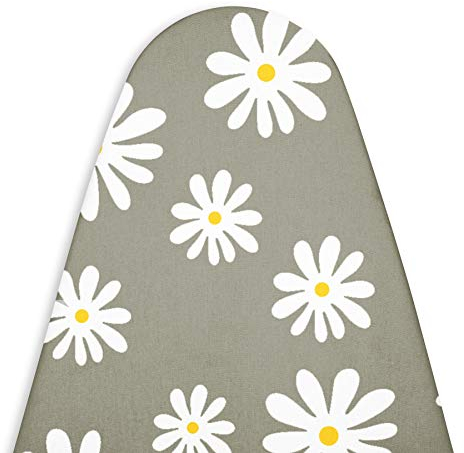 Encasa XO Housse Table À Repasser avec Rembourrage en Feutre De 3 mm, Serrage par Cordon (Convient Aux Planches Standard De Wide De 125x46 cm), Imprimé - Gris Daisy
