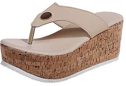 Sandales Femmes avec Plateforme Talon compensées Été Plage Vacances Décontractée Tongs Pas Cher À La Mode Grande Taille Nu Pieds Chaussons Antiderapant