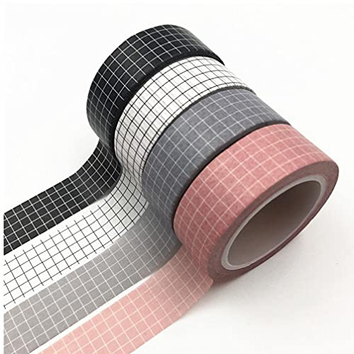 TOSSPER 4pcs 10m Washi Masking Tapes Grid Crafts Band DIY Japanische Masking Tape Dekorative Geschenkverpackung DIY Scrapbooking