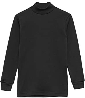 Channo Chemise de sous-vêtement Thermique pour Enfants à col Haut et à Manches Longues, Couleurs Unies - Lot de 1, Noir, 12 Ans