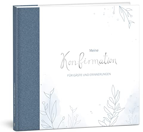 mintkind® Gästebuch Meine Konfirmation Blau | Konfirmation Geschenk zum Selbstgestalten | Gästebuch Konfirmation Junge und Mädchen | Passend zu Konfirmation Einladungskarten und Konfirmation Deko