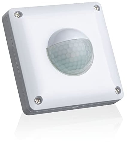 SEBSON Bewegungsmelder Außen IP65-2er Set - Unterputz, LED geeignet, Wand Montage, IR Bewegungssensor programmierbar - Einbau 53x53x23mm - Sensor 10m/ 190°, 3-Draht