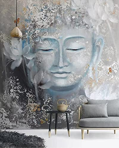 3D Handgemalte Wandtapete Nostalgische Buddha-Lotusblume Veranda Oberflächendekoration 3D Tapete Sofa TV Wohnzimmer Fototapete Effekt Vlies Wandbild Schlafzimmer-150cm×105cm