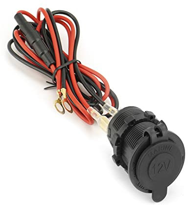QWORK® 1 piezas 12 V/24 V Zócalo del Encendedor de Cigarrillos impermeables, con Cable de conexión de 1 m, para motocicleta, marina, coche