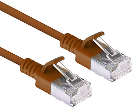 ACT CAT6a Netzwerkkabel, U/FTP LSZH LAN Kabel Dünn 3.8mm Slimline, Flexibles Snagless CAT 6a Kabel mit RJ45 Stecker, für den Einsatz in Datenzentren, 0.15 Meter, Braun – DC7230