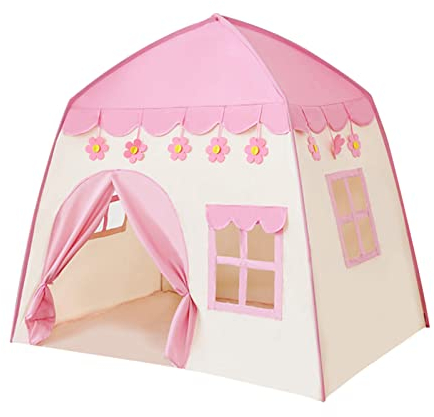 Kinderzelt Spielzelt Tipi Zelt für Kinder Drinnen Kinderzimmer Spielhaus Playhouse Kinderspielhaus Kinderspielburg für Märchen, innen und außen (Rosa)