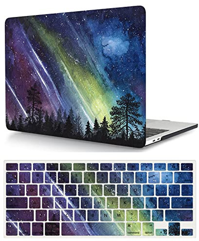 Laptop Hülle für MacBook Pro 15 Zoll Modell A1398 mit Retina Display 2015 2014 2013 2012 Freisetzung, Plastik Schützend Hartschale Case Cover & Tastaturschutz, Polarlicht