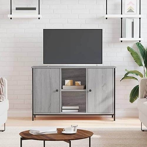 Tidyard TV-Schrank Fernsehtisch TV-Möbel Fernsehschrank TV Lowboard Sideboard Stereoschrank TV-Regal TV-Tisch TV-Bänke & Lowboards Schrank für Wohnzimmer,Grau Sonoma-Eiche 100x35x65 cm Holzwerkstoff