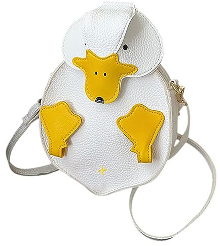 Theaque Ente Geldbörse Kleine PU Leder Crossbody Tasche 3D Cartoon Entchen Umhängetasche Münzbörse Clutch Brieftasche für Frauen, weiß