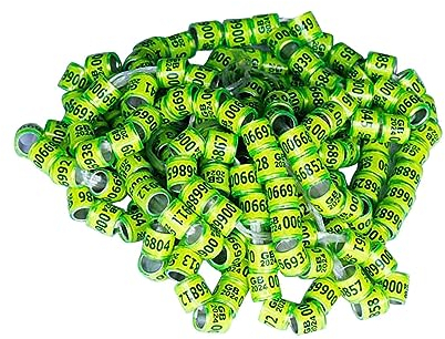 predolo 100 Stück 2024 Taubenring Aluminium-Taubenbeinringe zur Identifizierung ähnlich aussehender Vögel, Hellgelb