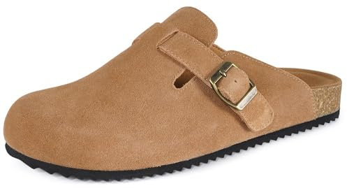 Zoccoli e Sabot Uomo Donna Ciabatte Chiuse con Comodo Pantofole in Pelle Scarpe da Giardino Sandali Ciabatta Antiscivolo Marrone Chiaro 44