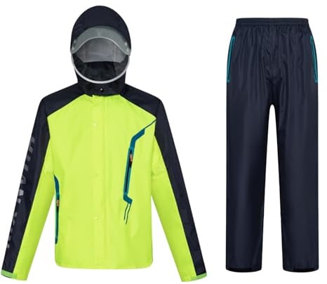 Ynport Crefreak Herren Regenanzug Outdoor Wasserdichter Overall Atmungsaktive Regenjacke und Hose Set Unisex Radsport Regenmantel Kapuzen Regenbekleidung für Herren Damen,Grün,L