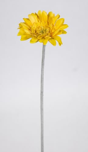 12 Stück Gerbera 46cm OG Kunstblumen künstliche Gerbera Blumen Seidenblumen (Gelb)