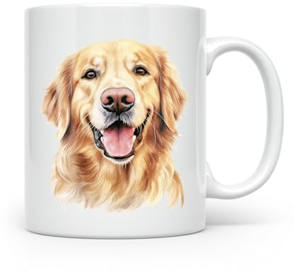 Anonymous Gifting Taza de perro Golden Retriever impresa a mano, hermosa taza impresa brillante