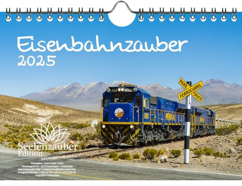 Eisenbahnzauber DIN A5 Wandkalender für 2025 Eisenbahn Lok Schienen - Seelenzauber