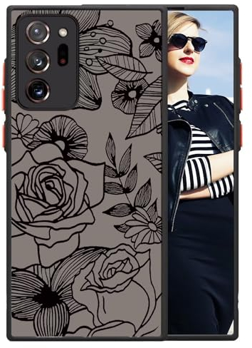 POUHYE Handyhülle für Samsung Galaxy Note 20 Ultra 4G / 5G Hülle, Weiche Silikon Stoßfeste Schutzhülle Case, Matte durchsichtige PC Rückseite Volle Kamera Schutzabdeckung 3D Rose Muster Print Design