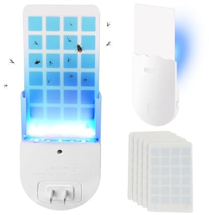 Fliegende Insektenfalle, Indoor Fliegenfalle Plug-in für Zuhause, Ultraviolett-Lampe zur Mückenabwehr für den Haushalt mit 5 Pcs klebrige Pad, Insektenvernichter Elektrisch für Küche, Schlafzimmer