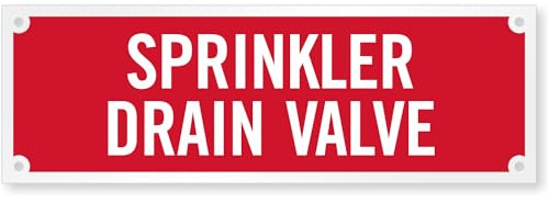 SmartSign Sprinkler Drain Valve Sign, 2 x 6, 40 mil Aluminum, Laminated Engineer Grade Reflective Material, Fade Resistant Fire Protection System Sign, White on Red