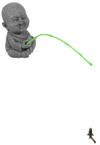 OFFSCH 1satz Miniaturfigur Angler Statue Für Aquarien Deko Figur Für Fairy Garden Hochwertiges Sandstein-Material Langlebige Und Lebensnahe Gestaltung Als Blickfang Jedem Angler