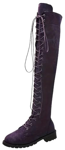 WKAYsIV Overknee-Black-38 Stivali Alti alla Coscia Elasticizzati da Donna sopra Il Ginocchio Lunghi con Plateau e Tacco Basso in Finta Pelle Scarpe Neri 41 29.99