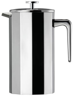 Elia Double Wall 12 Sided Stainless Steel Double Walled Insulated 6 Cup Cafetiere 0.8 Litre