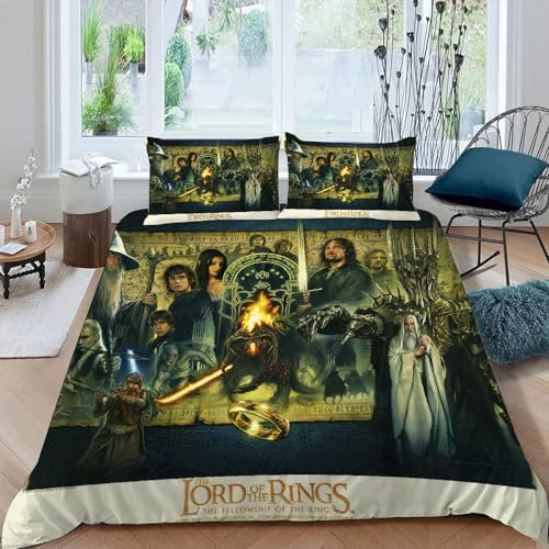 LORDOS Bettwäsche-Set 3-teilig, 135x200 cm Bettbezug + 2x 80x80 cm Kissenbezug, Mikrofaser, Queen, 3 Stück
