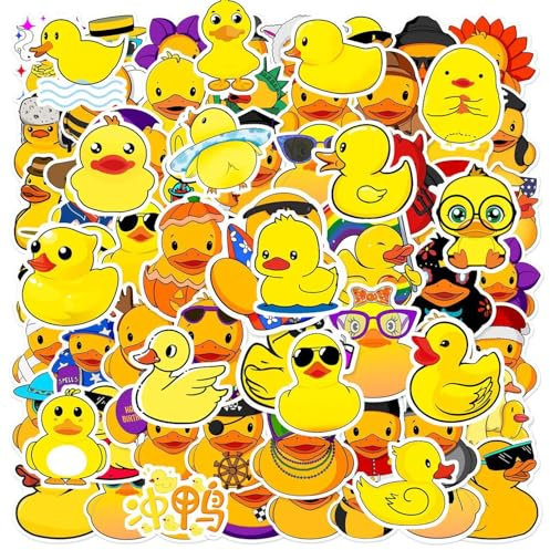 YSJCHEBS 100 Stück Kleine Gelbe Enten-Aufkleber, Spielzeug-Enten-Aufkleber, Niedliche Tier-Aufkleber, Wasserfeste Graffiti-Aufkleber, Lustige Dekorative Aufkleber, Scrapbook-Aufkleber