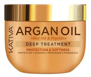 KATIVA - Arganöl Haarbehandlung 300 ml | Tiefenreparatur | Pflegt mit Bio-Arganöl, Olivenöl und Peptiden. Vegan, sulfatfrei, salzfrei, glutenfrei